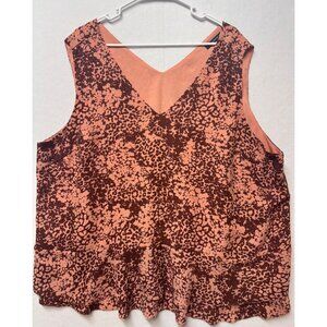 Zac & Rachel Woman 3X Brown & Peach Animal Print Sleeveless Blouse 3X